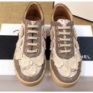 Chanel Camellia Embroidery Lace-Ups G34815 Coffee 2019 AQ04328