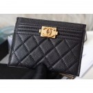 Chanel Caviar Leather Boy Card Holder A84431 Black AQ01777