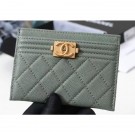 Chanel Caviar Leather Boy Card Holder A84431 Light Green AQ00589