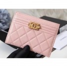 Chanel Caviar Leather Boy Card Holder A84431 Pink AQ01174