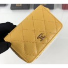 Chanel Caviar Leather Classic Zipped Card Holder A69271 Yellow AQ03383