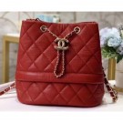 Chanel Caviar Leather Quilted Rolled Up Drawstring Bucket Bag Red AQ01771