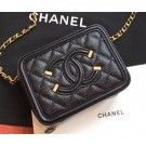 Chanel CC Filigree Grained Vanity Case Shoulder Mini Bag Black 2019 AQ00793