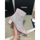 Chanel CC Logo Ankle Boots Tweed Pink 2020 AQ01984