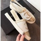 Chanel CC Logo Espadrilles Sandals White/Gold AQ03328