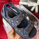 Chanel CC Logo Magic Loop Beach Sandals denim blue 2020 AQ04119