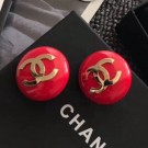 Chanel CC Round Stud Clip-on Earrings Red 2019 Collection AQ03145