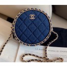 Chanel Chain Around Round Clutch with Chain AP0739 Denim Dark Blue 2019 AQ02353