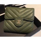 Chanel Chevron Small Flap Wallet Green 2018 AQ02855