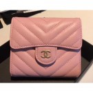 Chanel Chevron Small Flap Wallet Pink 2018 AQ01895