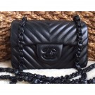 Chanel Chevron So Black Small Classic Flap Bag 1116 in Lambskin AQ02636