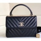 Chanel Chevron Trendy CC Small Flap Top Handle Bag A92236 Black 2018 AQ03172