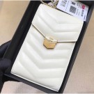 Chanel Chevron Vintage Logo Calfskin Clutch with Chain Phone Bag A81226 White 2018 AQ03952