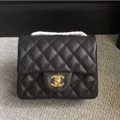 Chanel Classic Flap Mini Bag A1115 in Caviar Leather Black with Golden Hardware AQ00715