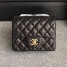 Chanel Classic Flap Mini Bag A1115 in Lambskin Leather Black with Golden Hardware AQ03047