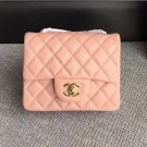 Chanel Classic Flap Mini Bag A1115 in Lambskin Leather Pink with Golden Hardware AQ03488