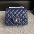 Chanel Classic Flap Mini Bag A1115 in Lambskin Leather Sapphire with Silver Hardware AQ01843