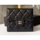 Chanel Classic Small Flap Wallet 31528 AP0231 Grained Calfskin Black/Gold AQ04260