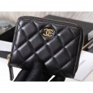 Chanel Classic Small Zipped Card Holder 60086 Lambskin Black/Gold AQ02418