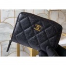 Chanel Classic Small Zipped Coin Purse 69272 Grained Calfskin Black/Gold AQ03710