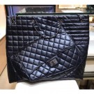 Chanel Crumpled Calfskin Quilting Medium Shopping Bag Black 2019 AQ03399