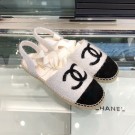 Chanel Fabric Slingback Lace-up Espadrilles Ivory White/Black 2019 Collection AQ02345