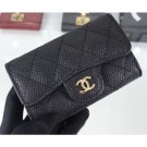 Chanel Grained Leather Classic Flap Card Holder A80799 Black/Gold AQ01498