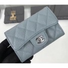 Chanel Grained Leather Classic Flap Card Holder A80799 Gray/Silver AQ01747