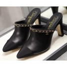 Chanel Heel 8.5cm Chain Mules Black 2020 AQ03165