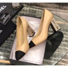 Chanel Heel 8cm Lambskin/Grosgrain Pumps G34905 apricot/Black 2019 AQ01347