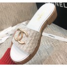 Chanel Heel Gold CC Logo Mules G36065 White 2020 AQ00550