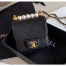 Chanel Imitation Pearls Square Clutch with Chain Bag AP0997 Black 2020 Collection AQ03332