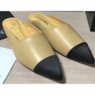 Chanel Lambskin and Satin Slippers Beige/Black 2020 AQ04350