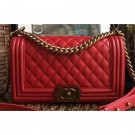 Chanel Lambskin Boy Flap Medium Bag Red/Gold AQ02168