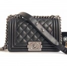 Chanel Lambskin Boy Flap Small Bag Black/Silver AQ04062