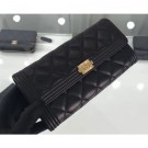 Chanel Lambskin Boy Long Flap Wallet A80286 Black/Gold AQ00541