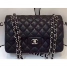 Chanel Lambskin Classic Flap 30cm Bag Black With Silver Hardware 2018 AQ01085