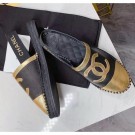 Chanel Lambskin Espadrilles Mules Sandals Black/Gold 2020 Collection AQ03632