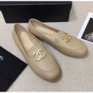 Chanel Lambskin Flat Loafers With Metal CC Logo Nude 2020 Collection AQ01756