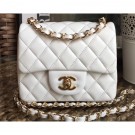 Chanel Lambskin Mini Classic Flap Bag A1115 White AQ02273