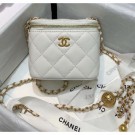 Chanel Lambskin Small Classic Box with Chain And Gold Metal Ball AP1447 White 2020 Collection AQ03800