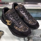 Chanel Leather and Tweed Low-Top Sneakers G35060 Black 2019 Collection AQ04084