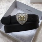 Chanel Leather Belt 30mm with Crystal Heart Buckle Black 2020 Collection Belt AQ02618