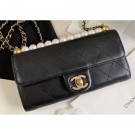 Chanel Logo Chain Pearl Clutch with Chain Bag AP1001 Black 2020 AQ00633