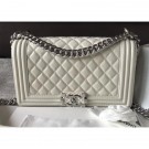 Chanel Medium Metallic Crumpled Waxy Leather Resin Boy Flap Shoulder Bag Creamy AQ01223