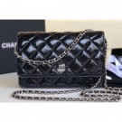 Chanel Metallic Aged Lambskin Wallet On Chain WOC Bag A84510 Black 2018 AQ03812