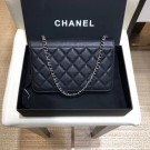 Chanel Nude/Quilting Grained Calfskin Wallet On Chain WOC Bag A84428 Black AQ00918