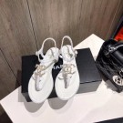 Chanel pearl CC Logo Thong Sandals G35692 WHITE 2020 AQ03773