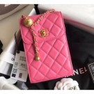 Chanel Pearl on Chain Phone Holder with Chain Bag AP1448 Dark Pink 2020 AQ02358