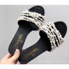 Chanel Pearls Mules Slipper Sandals Black 2019 AQ01449